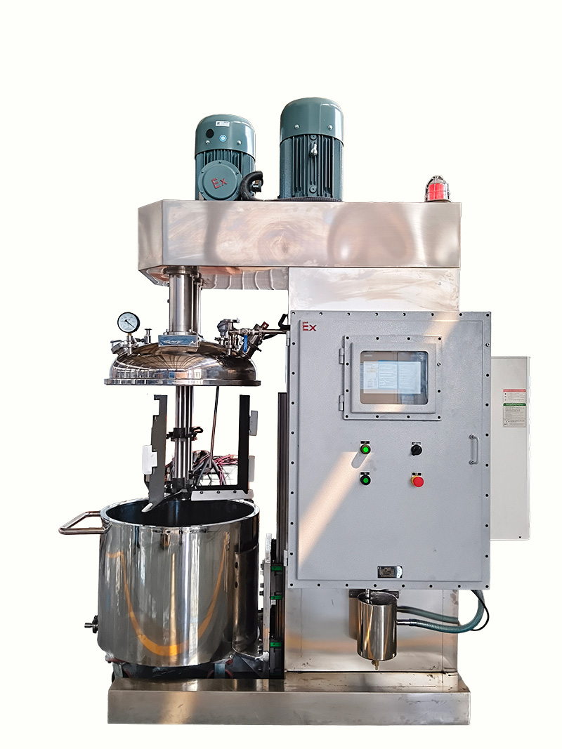 200L Multi-Functional Vacuum Strong Power Dispersing Mixer - safety features on the machine, including an emergency stop button and safety interlock device 200L Multi-Functional Vacuum Strong Power Dispersing Mixer - safety features on the machine, including an emergency stop button and safety interlock device