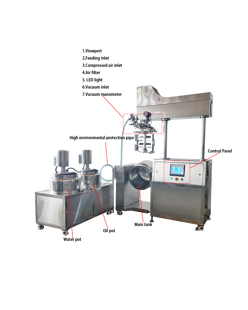 MAX-ZJR-30 30L Bottom Homogenizer Vacuum Emulsifying Mixer Structure Diagram - Mixing Paddle, 3-Layer Tank, PLC Control Panel MAX-ZJR-30 30L Bottom Homogenizer Vacuum Emulsifying Mixer Structure Diagram - Mixing Paddle, 3-Layer Tank, PLC Control Panel