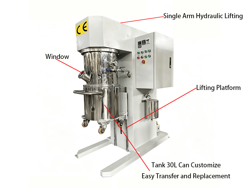 30L Vacuum Double Planetary Mixer with Touch Screen Working Diagram Detail Photo