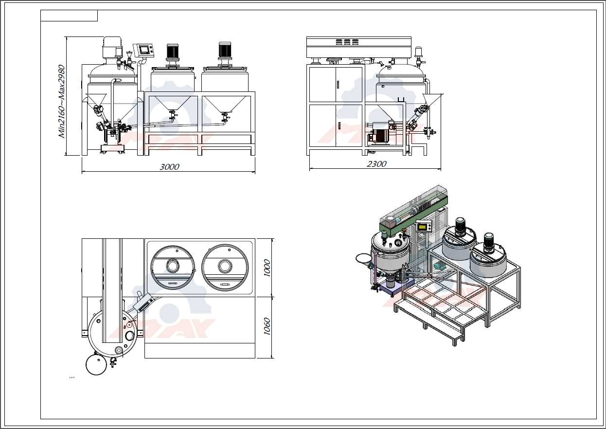 200L Vacuum Emulsifying Mixer Mayonnaise Maker Working Principle Diagram